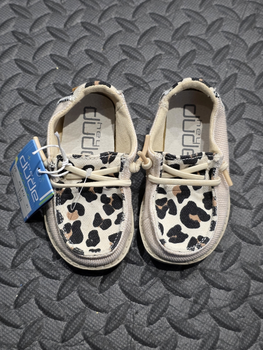 Hey Dude Kids Leopard Print Slip-On Moccasins - Cream, Black, Tan